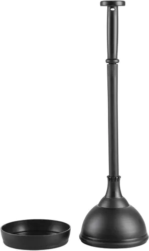 Vista 6 de mDesign Hyde Collection - Juego de émbolo de inodoro de plástico con tapa de elevación y bloqueo, soporte de almacenamiento independiente compacto