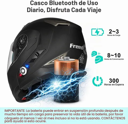 Vista 5 de FreedConn BM2-S Bluetooth Motorcycle Helmet, Flip-Up Modular Motorbike Helmet, 500M Connectivity for 2-3 Riders, Voice Dial