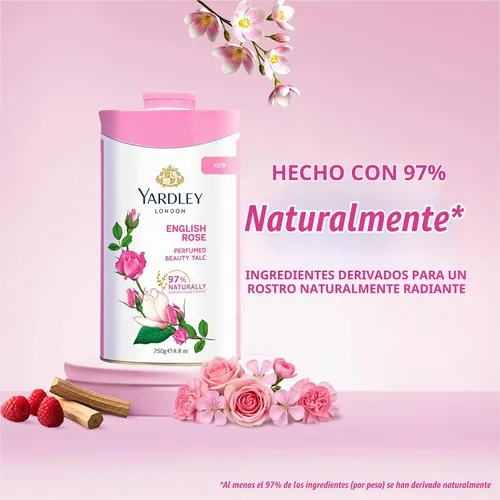 Vista 6 de Yardley Talco perfumado de rosa inglesa, 8.82 oz