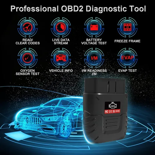 Vista 2 de Explorador OBD2 Bluetooth SinoTrack, herramienta de escaneo de diagnóstico para auto, lector de código inalámbrico, luz de control del motor