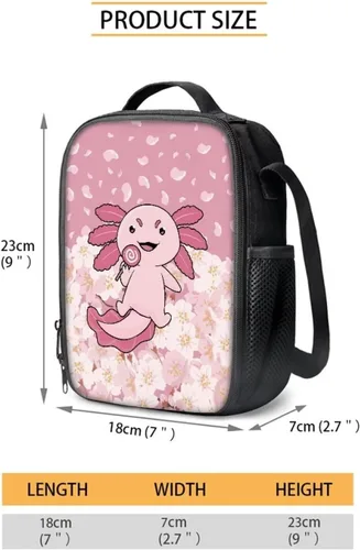 Vista 4 de INSTANTARTS Axolotl - Bolsa de almuerzo para niños, reutilizable, aislada, térmica, bolsa de almuerzo, bolsa de comida para niñas
