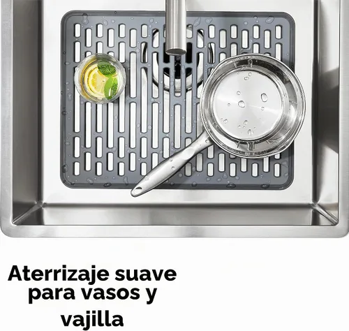 Vista 3 de OXO Good Grips - Alfombrilla de silicona para fregadero, tamaño grande Cojines para fregadero y platos, pies elevados para flujo de aire, ideales