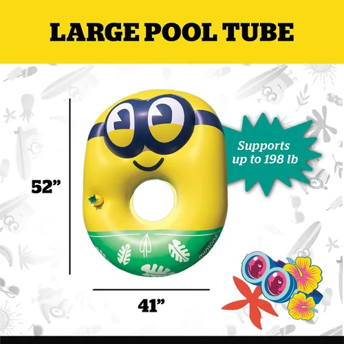 Vista 3 de BigMouth Giant Minions - Flotador inflable para piscina, flotador inflable de tubo de natación Mi villano favorito 4, mercancía de película