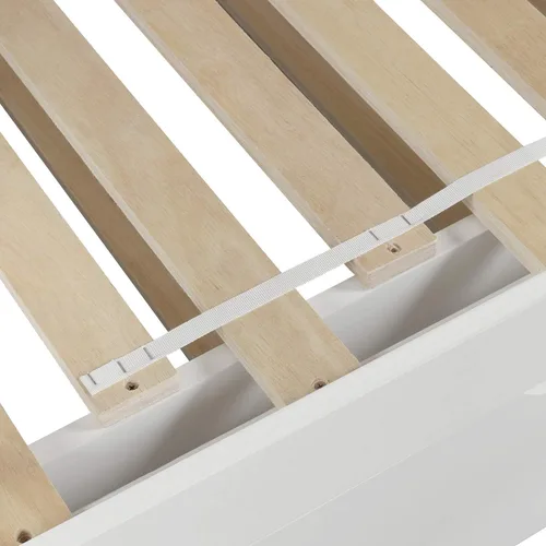 Vista 6 de SOFTSEA Sofá cama individual de madera con almacenamiento, sofá cama individual a King de madera maciza con nido, no necesita somier (blanco)