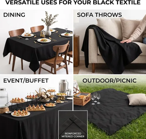 Vista 4 de Mantel rectangular de poliéster, manteles para mesas rectangulares de 6 pies, manteles de tela decorativa lavable para bodas, banquetes y campamento