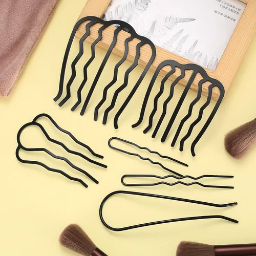 Vista 3 de 12 peines laterales para el cabello, pinzas para horquillas, alfileres, accesorios estilo francés, herramienta de peinado de dientes en forma de U