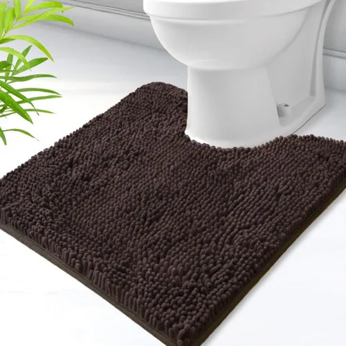 Vista 37 de Alfombras de baño en forma de U, alfombras de baño de felpilla súper absorbentes y respaldo antideslizante de PVC fuerte para inodoros, lavables a