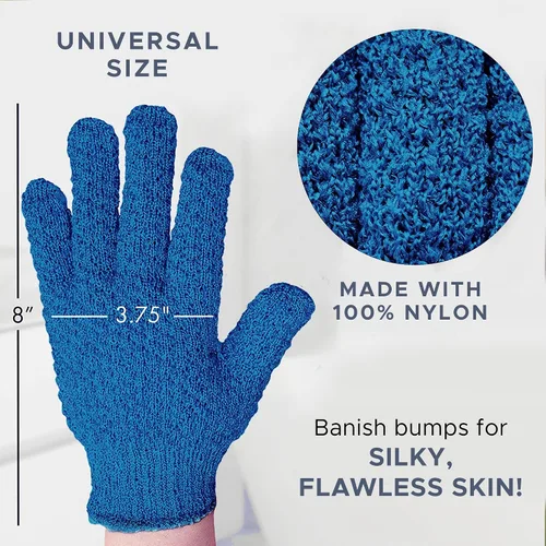 Vista 3 de Guantes exfoliantes (4 piezas, 2 pares) – Guantes de ducha pesados para exfoliación corporal, exfolia y elimina la piel muerta