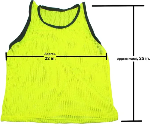 Vista 2 de BlueDot Trading Adult & Youth Scrimmage Training Vests for Soccer, Basketball & More – Available in 1, 6, 12, 24 Packs Amarillo