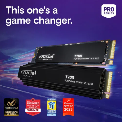 Vista 6 de Crucial T700 PCIe Gen5 NVMe SSD de 4 TB con disipador de calor, hasta 12,400 MB/s, TLC NAND, compatible con Intel y Ryzen, para gaming intensivo
