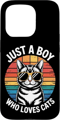 Vista 14 de Just A Boy Who Loves Cats Cat Dad Kitty Parent Feline Boys Case for iPhone 16