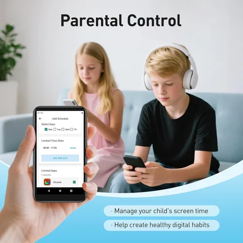 Vista 2 de Reproductor MP3 AGPTEK de 80GB para niños con Bluetooth y WiFi, T07S Reproductor de música de 4'' con controles parentales, Spotify Kids, hasta