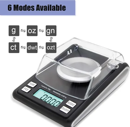 Vista 3 de Fuzion Báscula miligramos de 50/0.00 oz, escala de mg con peso cal de 0.71 oz, microescala, báscula de polvo para recargar