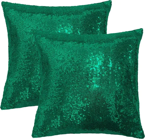Vista 17 de iMaylex Juego de 2 fundas de almohada decorativas cuadradas brillantes con lentejuelas para Pascua, fiesta lumbar, otoño, boda, Navidad, Año Nuevo