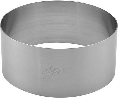 Vista 10 de Ateco Anillo redondo para pastel y molde de postre, suministro para hornear, 2.375 x 1.75 pulgadas de alto, plateado