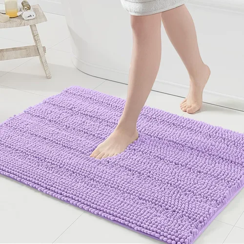 Vista 209 de Grandaily Alfombras de baño de felpilla a rayas de 24 x 16 pulgadas, extra gruesas y suaves, absorbentes, parte trasera de goma, alfombra de ducha