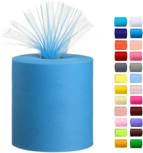 Vista 21 de Rollo de tela de tul, 6 pulgadas por 200 yardas (600 pies), carrete de tela de organza de tul para bricolaje, falda tutú, decoración de baby shower