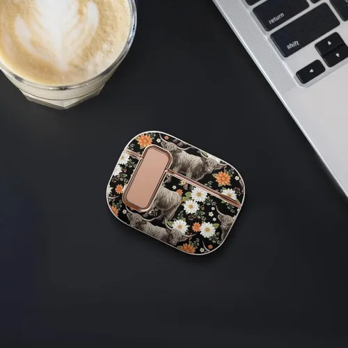 Vista 7 de Funda protectora de plástico suave compatible con Airpods Pro 2, funda de carga inalámbrica, ganado floral, vaca, accesorios para mujer