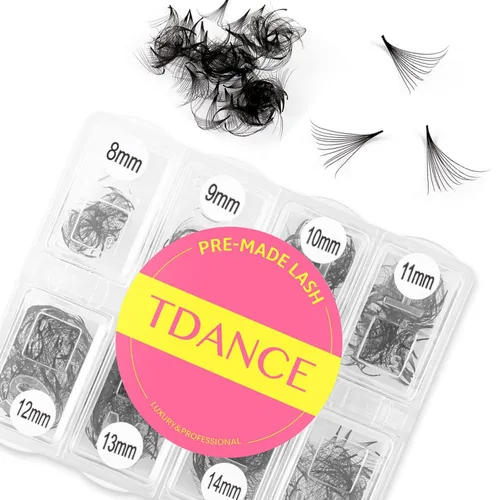 Vista 13 de TDANCE 600 abanicos, extensiones de pestañas prefabricadas de longitud mixta, naturales y de volumen, abanicos de pestañas prefabricadas 5D-24D