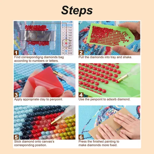 Vista 6 de Stalente Kits de pintura de diamantes para adultos, kits de arte de diamantes 5D para principiantes, pintura de diamante redonda para decoración