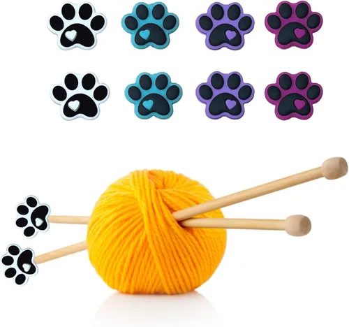 Vista 6 de SPANSEE 8 piezas de tapones para agujas de tejer con forma de pata de perro, protectores de puntas de agujas de tejer, tapas para agujas de tejer