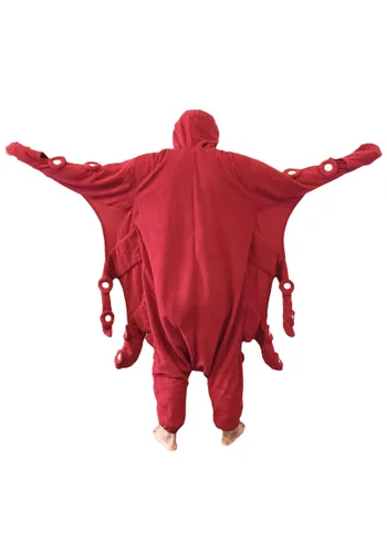Vista 2 de Disfraz Kigurumi de Pulpo Rojo para Adultos Multicolor