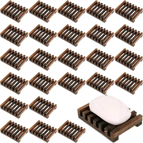 Vista 7 de Anwenk Jabonera de madera para guardar jabón, bandeja para baño, ducha, escurridor de cocina rectangular, manualidades a mano para jabón, esponjas