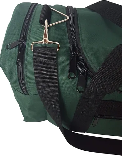 Vista 7 de Bolsa de lona triple grande con apertura en U, bolsillo frontal y dos compartimentos laterales, perfecta bolsa de cabina fabricada en Estados Unidos.