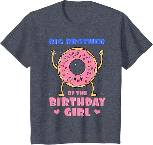 Vista 67 de Big Brother Of The Birthday Girl Donut Bday Party Bro Sib Camiseta, Negro, S