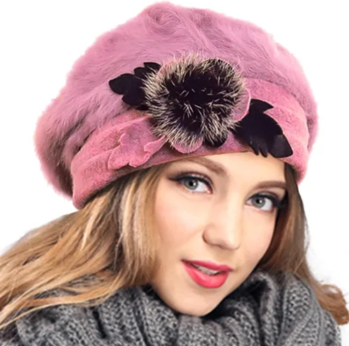 Vista 51 de VECRY - Gorro 100% de lana para mujer, boina de fieltro tipo campana, gorro de vestir para invierno