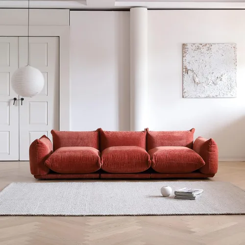 Vista 23 de WJShome - Sofá seccional modular, sofá de chenilla de 264 cm de lana minimalista, sofá convertible de 3 plazas, sofá de sala de estar ancho