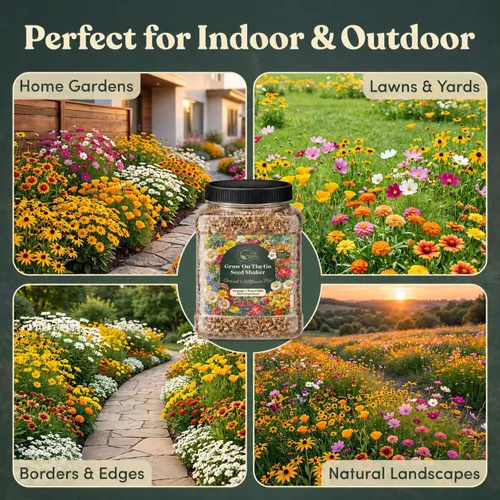 Vista 8 de Agitador de semillas de flores silvestres – Mezcla anual de GevaGrow 17 variedades de semillas de flores para plantar en macetas y jardines al