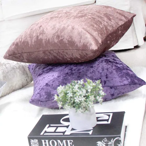 Vista 6 de Jizzr Paquete de 2 fundas de almohada decorativas de terciopelo aplastado con hielo suave y de color sólido, fundas de almohada cuadradas para sofá