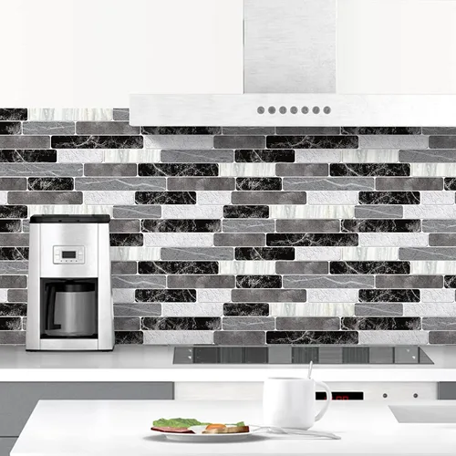 Vista 10 de WENMER Papel tapiz para salpicaduras de cocina, papel de pared impermeable para baño, papel tapiz autoadhesivo extraíble para salpicaduras