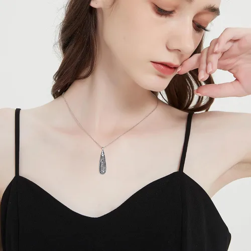 Vista 125 de Collar con colgante de urna de cenizas de cremación y árbol de la vida para mujer, plata de ley US1