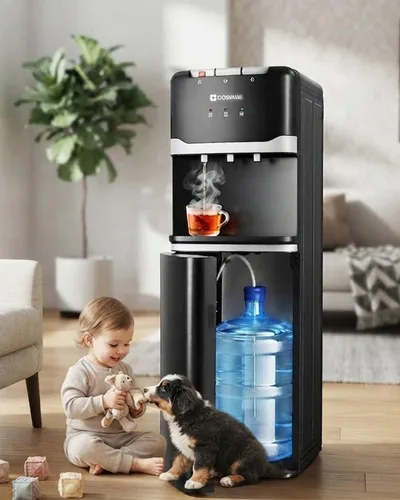 Vista 8 de Dispensador de agua de carga inferior de 5 galones con agua fría caliente y temperatura ambiente
