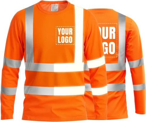 Vista 13 de La alta visibilidad reflexiva de las camisetas de la seguridad del logotipo de encargo Hola Vis de Verde neón - Estilo 8