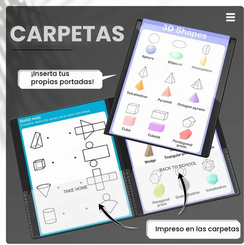 Vista 3 de Henoyso 12 piezas de carpetas con bolsillo para la escuela y el hogar, carpetas resistentes de 2 bolsillos para tareas con bolsillos frontales Negro