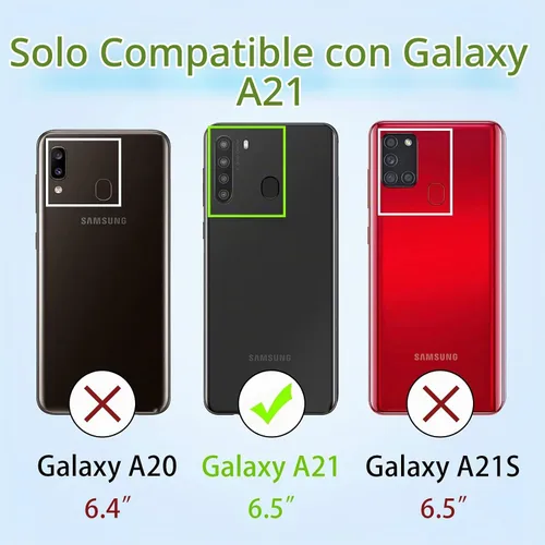 Vista 2 de Funda protectora para Samsung Galaxy A21 para mujer, con purpurina, suave, transparente, TPU de lujo, con correa de atril para A21 (rosa brillante)