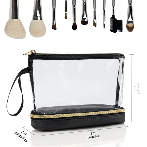 Vista 7 de Ethereal Bolsa de maquillaje de viaje, bolsa de cosméticos transparente, organizador de maquillaje, bolsa de aseo aprobada por la TSA, bolsa