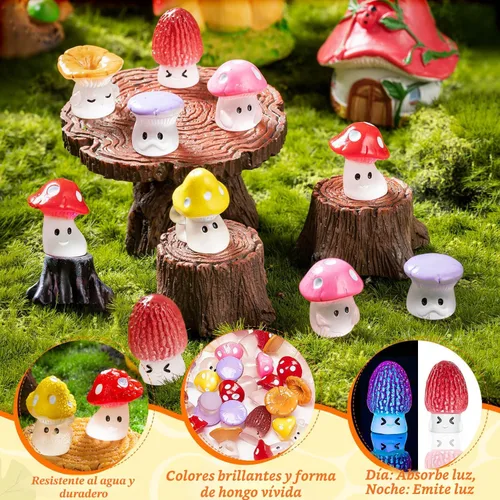 Vista 7 de 24 piezas de mini hongos de resina, estatua de hongos pequeños, figuras falsas de hongos en miniatura para jardín de hadas, accesorios de terrario