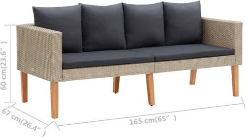 Vista 7 de Tidyard Juego de salón de patio de 5 piezas con cojines sofá de 2 plazas, sofá de 3 plazas, 2 sofás individuales, juego de conversación de mesa Beige