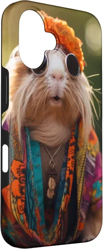Vista 3 de iPhone 16 Boho Hippie Sunglasses Guinea Pig Case