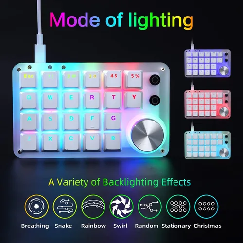 Vista 4 de Koolertron Teclado mecánico macro con una sola mano, teclado para juegos con una sola mano con teclas totalmente programables para perillas y llaves