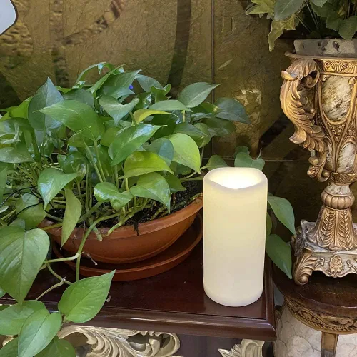 Vista 6 de Velas grandes sin llama para exteriores con temporizador de 4 x 8 pulgadas Blanco