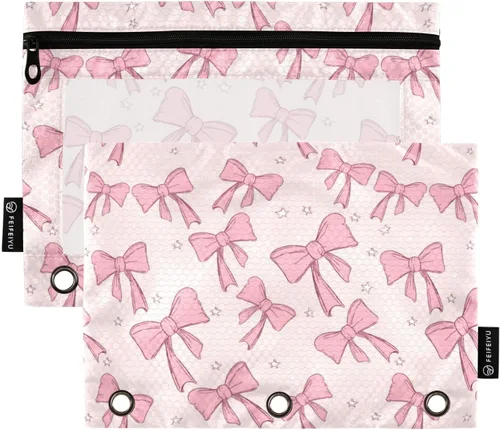 Vista 14 de SHJI Bolsas para carpetas, estuche para lápices Star Galaxy para carpetas de 3 anillas, paquete de 2 bolsas transparentes con cremallera