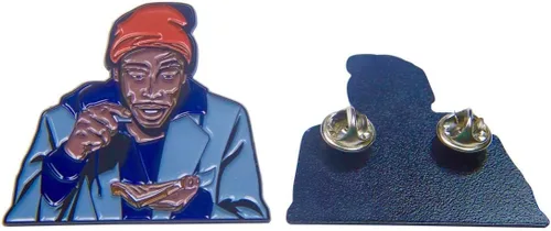 Vista 2 de Pin de esmalte de cabra de comedia – 2 pulgadas de aleación de zinc Pin de solapa cabeza de grieta, Pin divertido