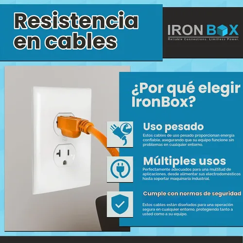 Vista 5 de IronBox Electric - Cable de Alimentación de Servicio Pesado 5-15P a C13 - Cable PC SJT 14/3 de 3 Clavijas 15A 125V - Cable para Computadora Negro