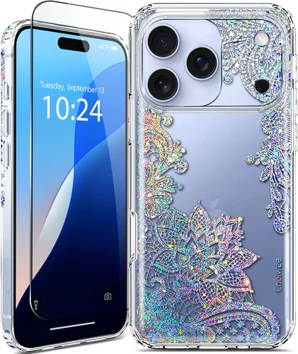 Vista 21 de Funda para iPhone 16, con protector de pantalla, linda para mujeres y niñas, funda protectora de grado militar de 10 pies para iPhone 16, funda