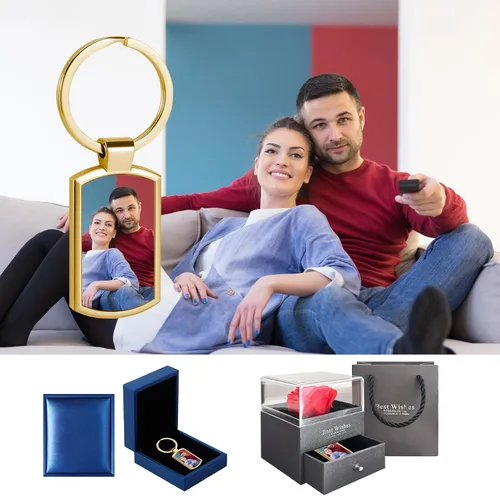 Vista 2 de Llavero personalizado con foto, llavero personalizable con texto personalizable, llavero colgante de aleación, llavero personalizado con imagen